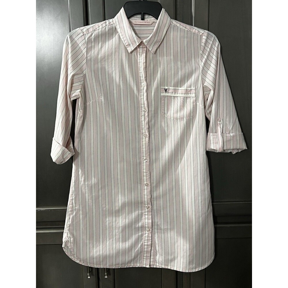 Victoria’s Secret Iconic Pink White Striped Sleep Shirt Nightgown Women’s Small